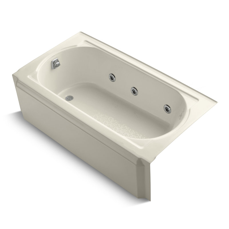 Memoirs Alcove 60" x 33.75" Whirpool Bathtub, Almond