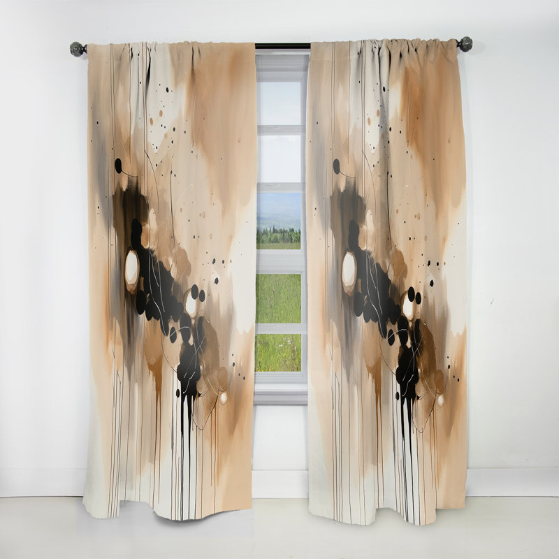 Gosellini - Brown Mindful Abstraction IV - Rideau moderne - Velours obscurcissant - 1 panneau, L 52 po x L 95 po