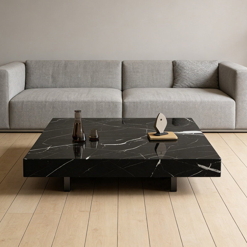 Table basse Minimalist Home, H 11,81 po x L 39,37 po x l 39,37 po, Black/White