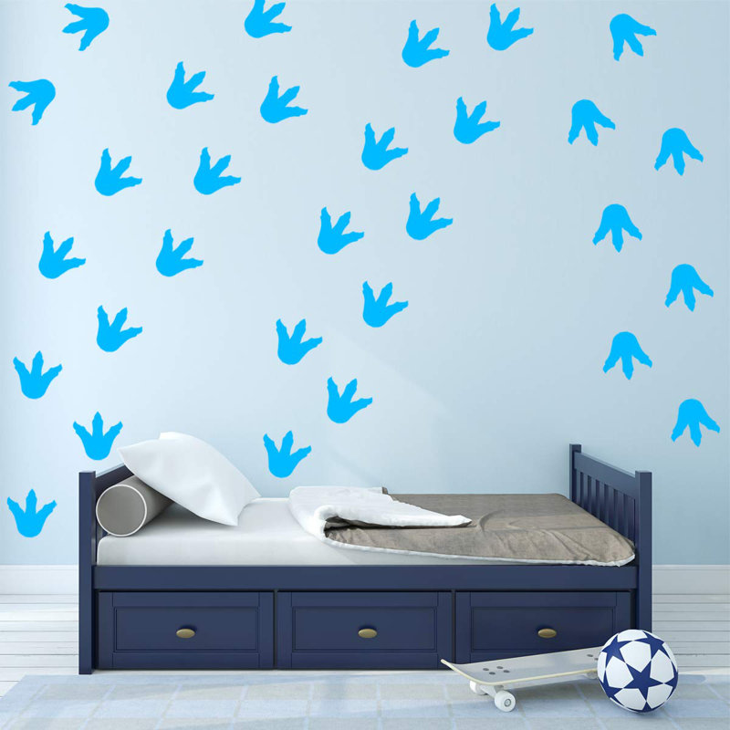 Autocollant mural empreintes Clemons, Bleu ciel
