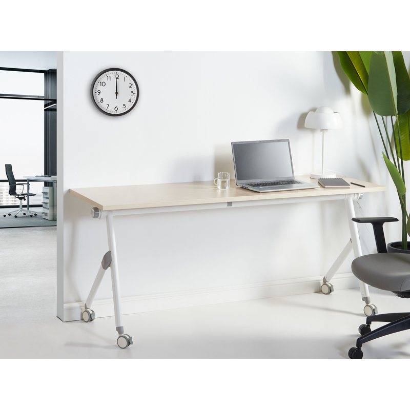 Seidule Metal Base Writing Desk, 180cm H x 60cm W, Brown/White