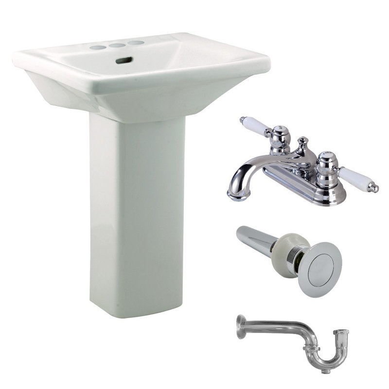The Renovators Supply Inc. 16 " 15.75 " Tall Porcelain Rectangular Bathroom Sink with Faucet and Overflow Hole