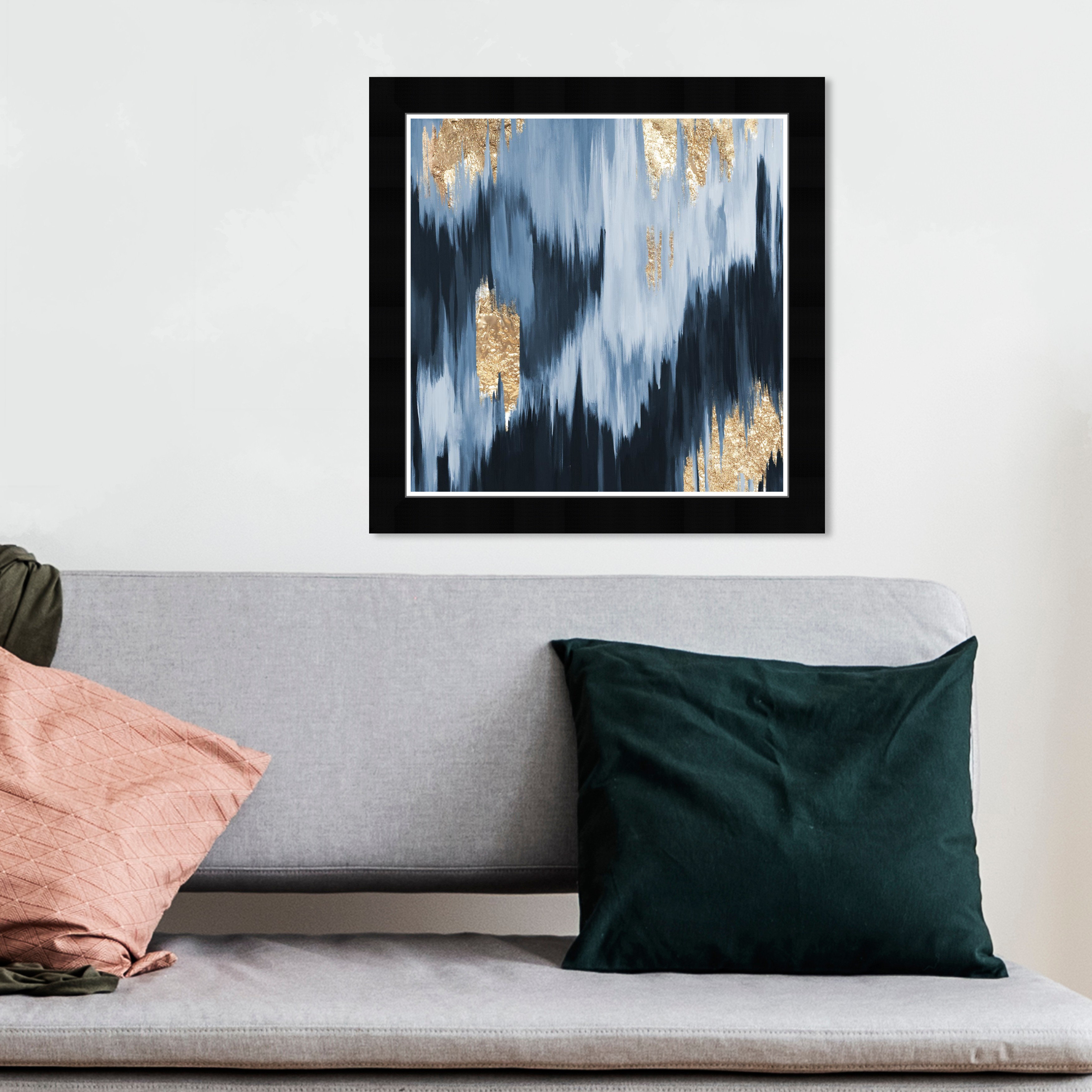 Mercer41 Abstract Gold Blue Fall Paint - Picture Frame Graphic Art ...