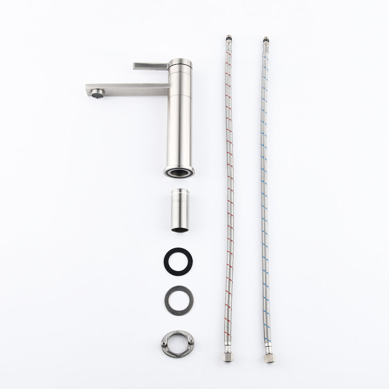 Single Handle Vanity Bathroom Faucet, Brushed Nickel Finish, Stainless Steel, Spot-, Reduces Cleaning Effort, One Control, Simple Rounded Design For Relaxation Sink, Spot- Surface Easy Sanitizing,