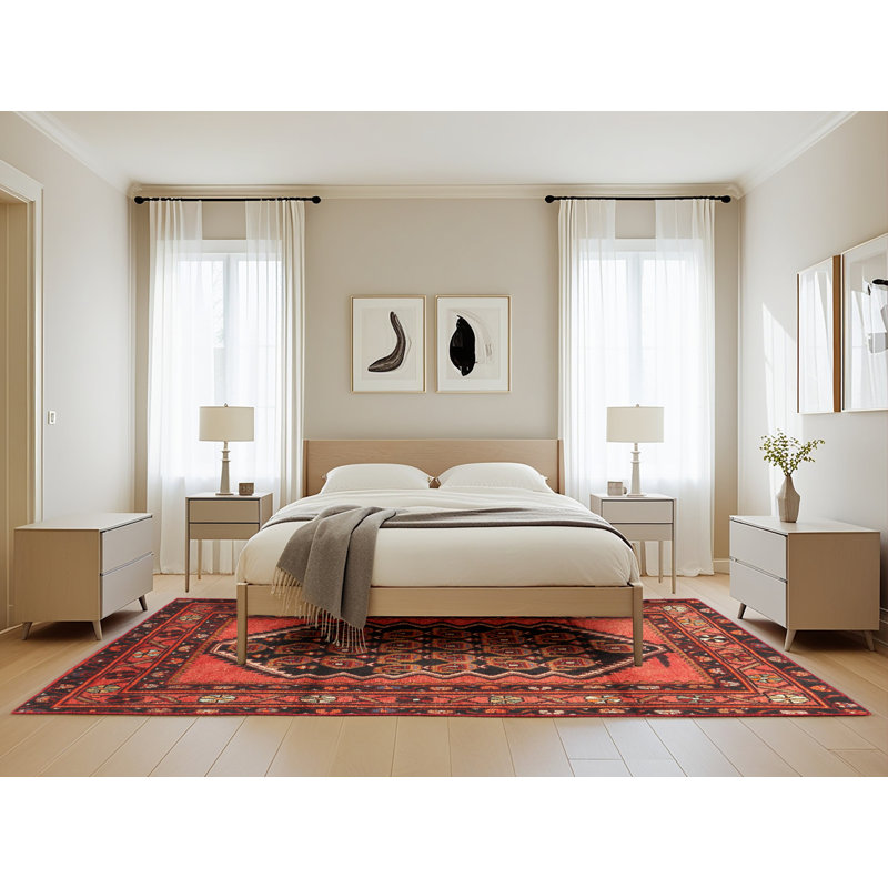 Tapis noir / rouge Kachayr, Rectangle 5 pi x 8 pi