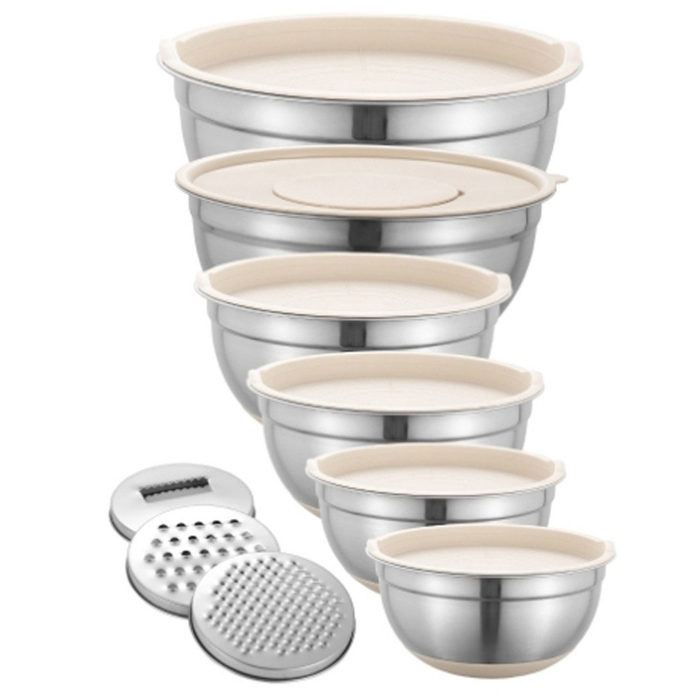 frler Mixing Bowls Set With Airtight Lids 6PCS Stainless Steel Nesting Bowl & Reviews | Wayfair