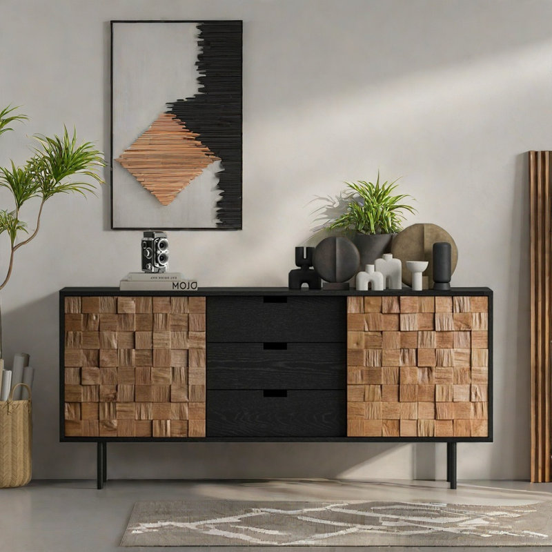 Retro Solid Wood Multi-Storage Sideboard
