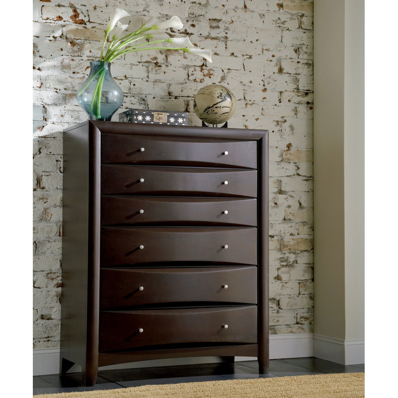 Commode 6 tiroirs l 35,35 po Ekam en cappuccino