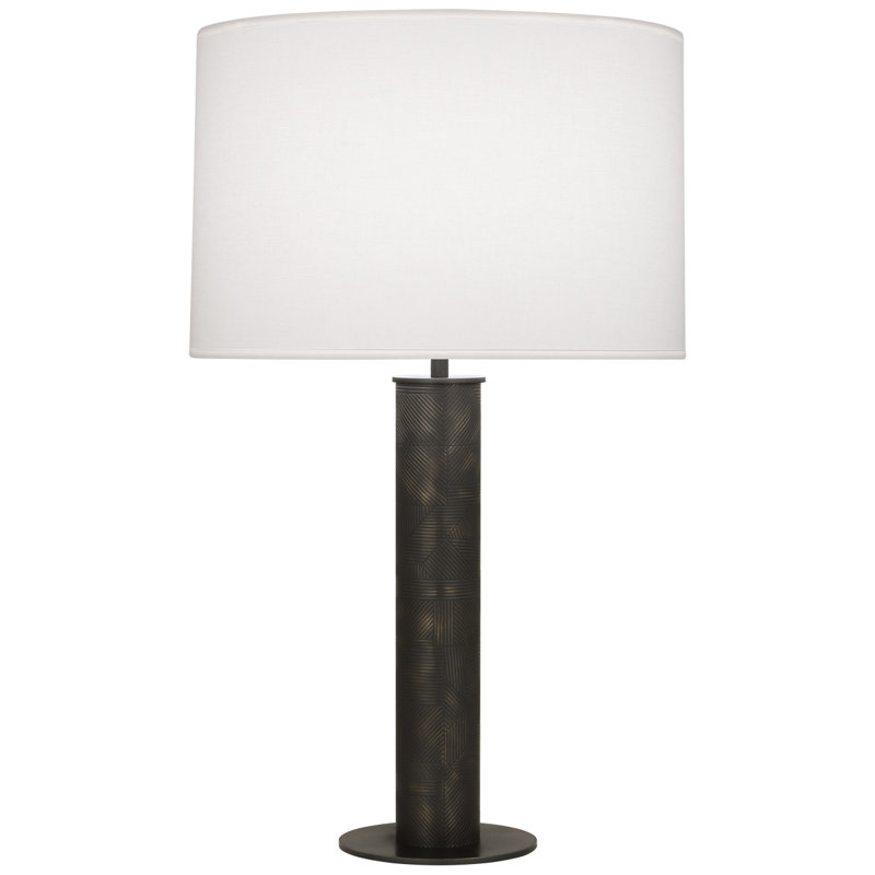 Modern Table Lamp With Ascot White Shade - 28.75 Height, E26 Medium Socket, Full Range Dimmer, UL Listed, Bronze