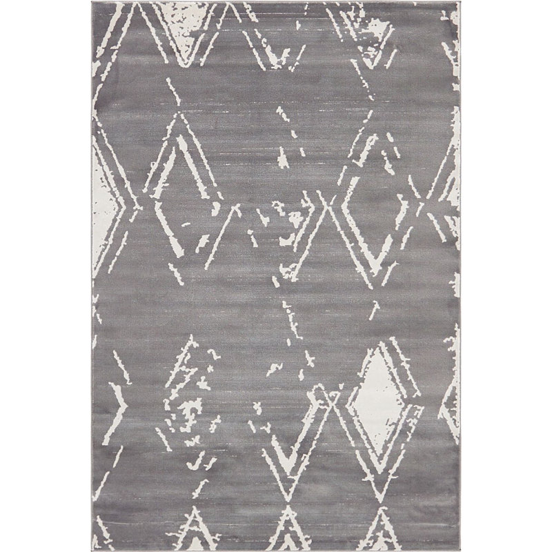 Tapis à motif géométrique gris Heights, Rectangle 4 pi x 6 pi