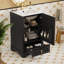 Meuble-lavabo de 20 po avec lavabo en céramique, porte à fermeture en douceur, tablette ajustable en forme de U, tiroir de compartiment et support de porte, style moderne, conception peu encombrante-875342647