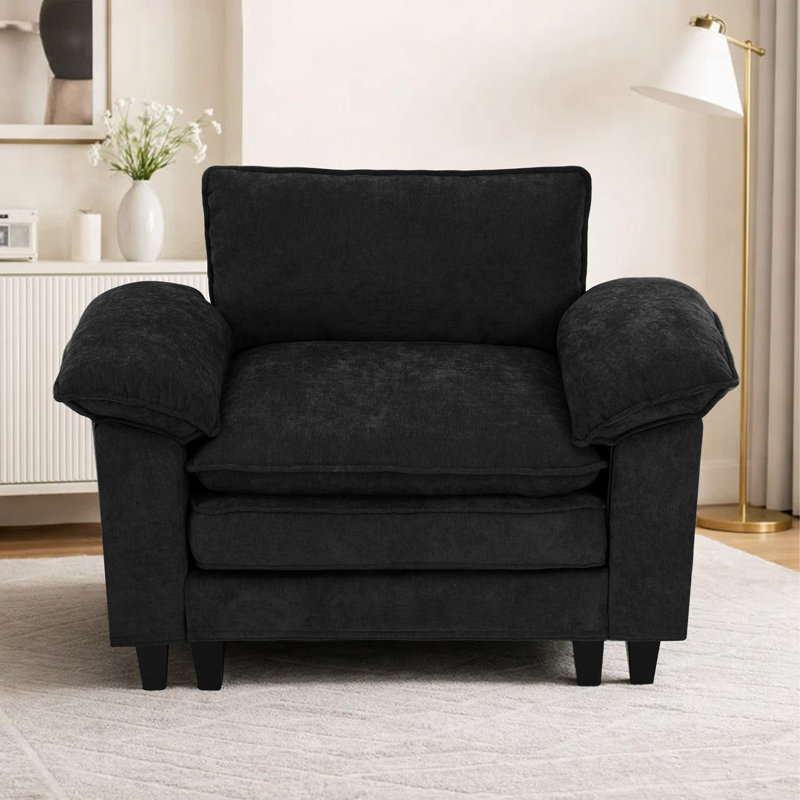 Fauteuil d'appoint rembourré Modern Comfy, Tissu noir