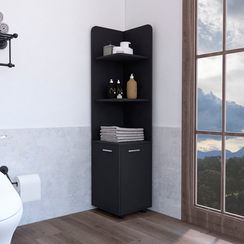 Armoire de coin de 62 po de hauteur avec tablette à 3 niveaux et 2 portes