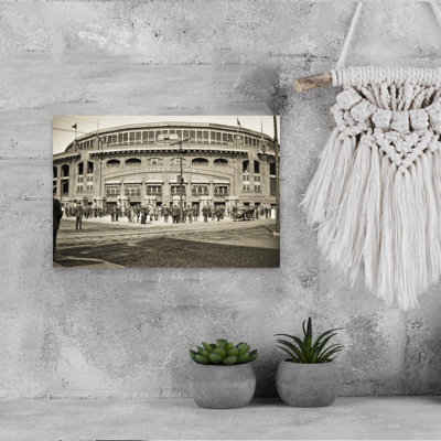 1910S 1920S White Sox Baseball Fans Buying Tickets Entering Comiskey Park Chicago Illinois Usa Classic Retro Vintage Bat Architecture Urban Wall Art