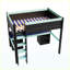 Lit mezzanine double avec lumières DEL multicolores, panneau perforé et rangement pour bureau de jeu intégré, noir et bleu