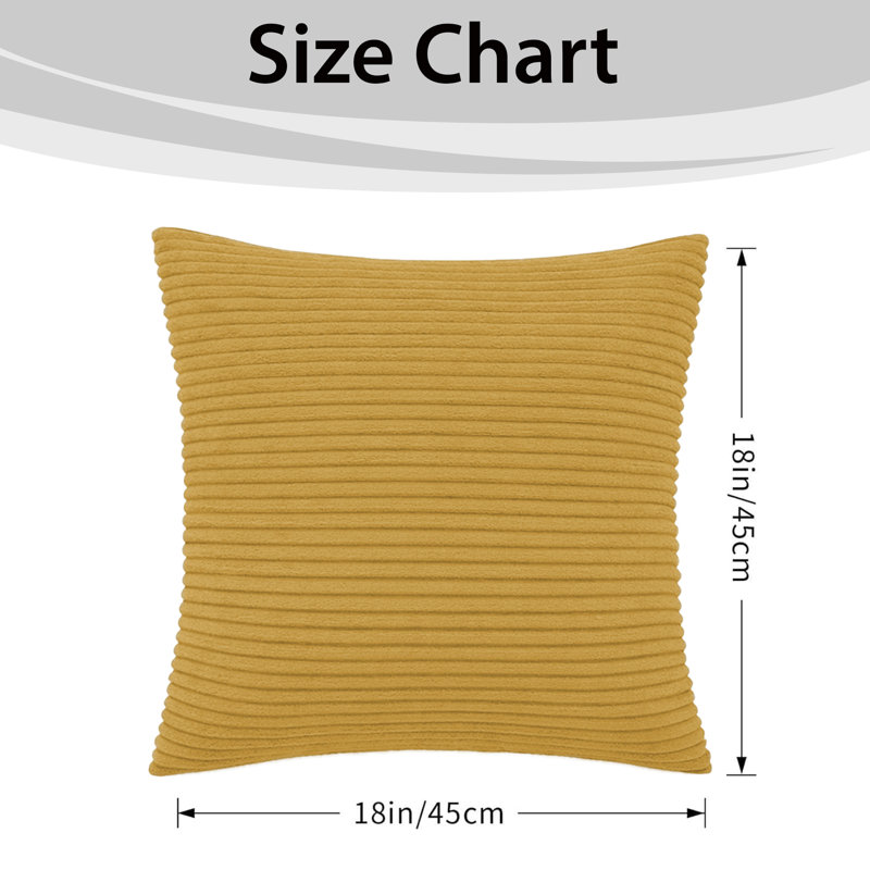 Aspire Homeware Striped Square Velvet Cushion Cover, Pack of 4, Ochre