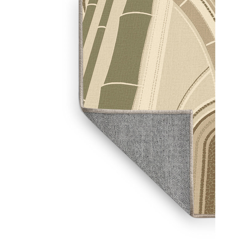 Tapis art déco en bambou lavable à la machine beige Parrilla, Carré 3 pi