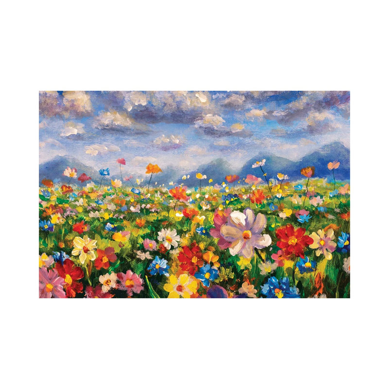 Flower Field In The Mountains - Wrapped Canvas Painting, 20.32 cm H x 30.48 cm W