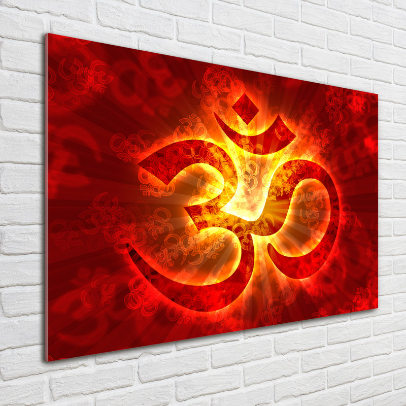 A Burning Om Sign - No Frame Print on Glass