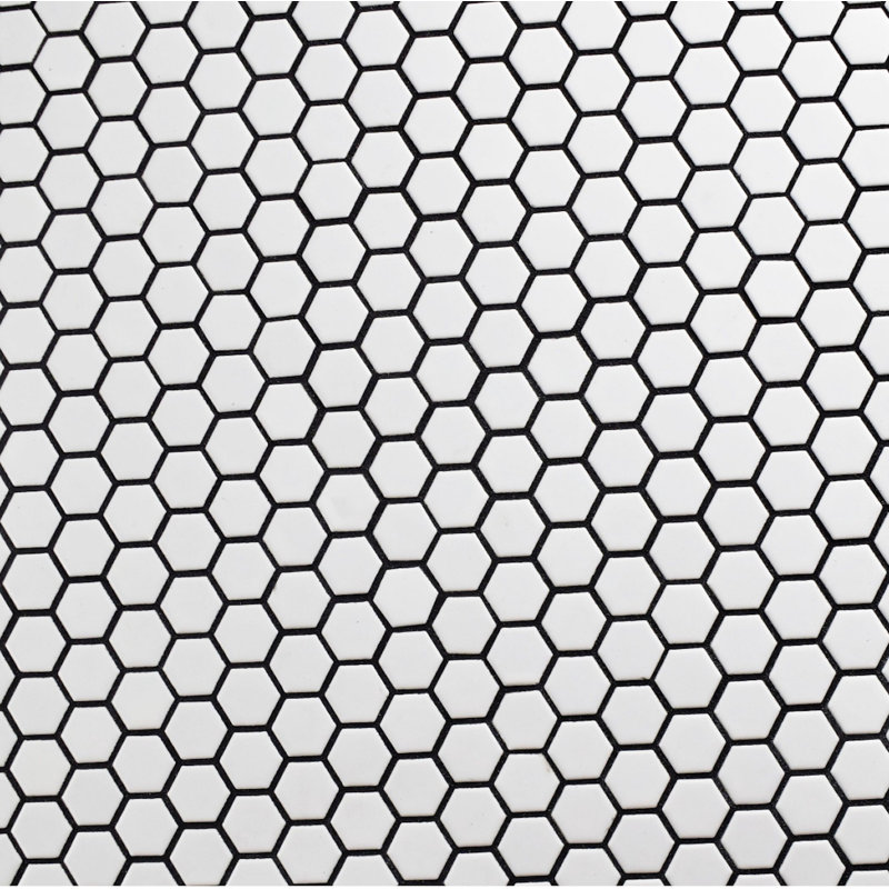 Carreau de mosaïque en porcelaine nid d'abeille blanc mat 1 po x 1 po Licata