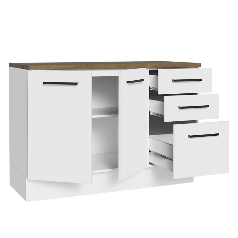 Armoire de garage robuste Hokku Designs 47 po x 33 po, 2 portes, 3 tiroirs - blanc