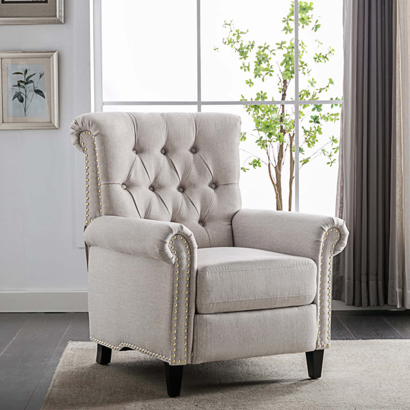 Fauteuil inclinable standard de 25,95 po Maricelda, Mélange de lin beige