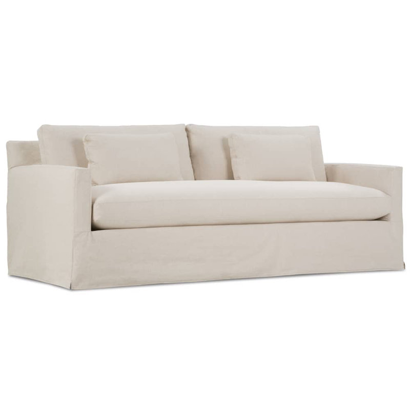 Sylvie Extra Long Sofa (Bench Cushion), Champagne Cotton Blend, 35" H x 100" W x 39" D