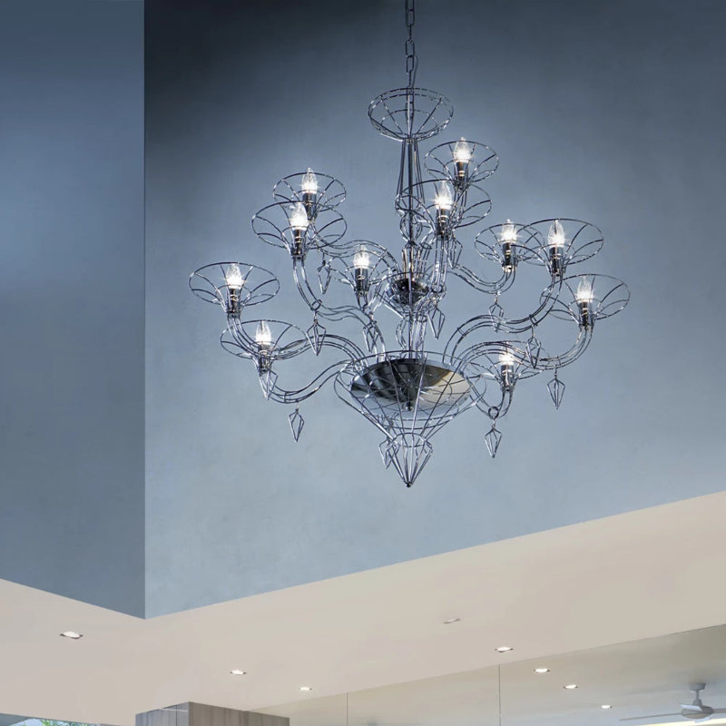 Lustre 12 lumières façon bougie dedalh, Blanc mat