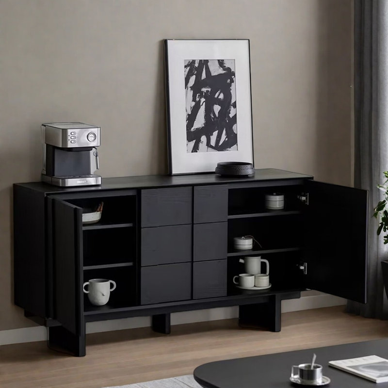 Simple Modern Black Wooden Sideboard
