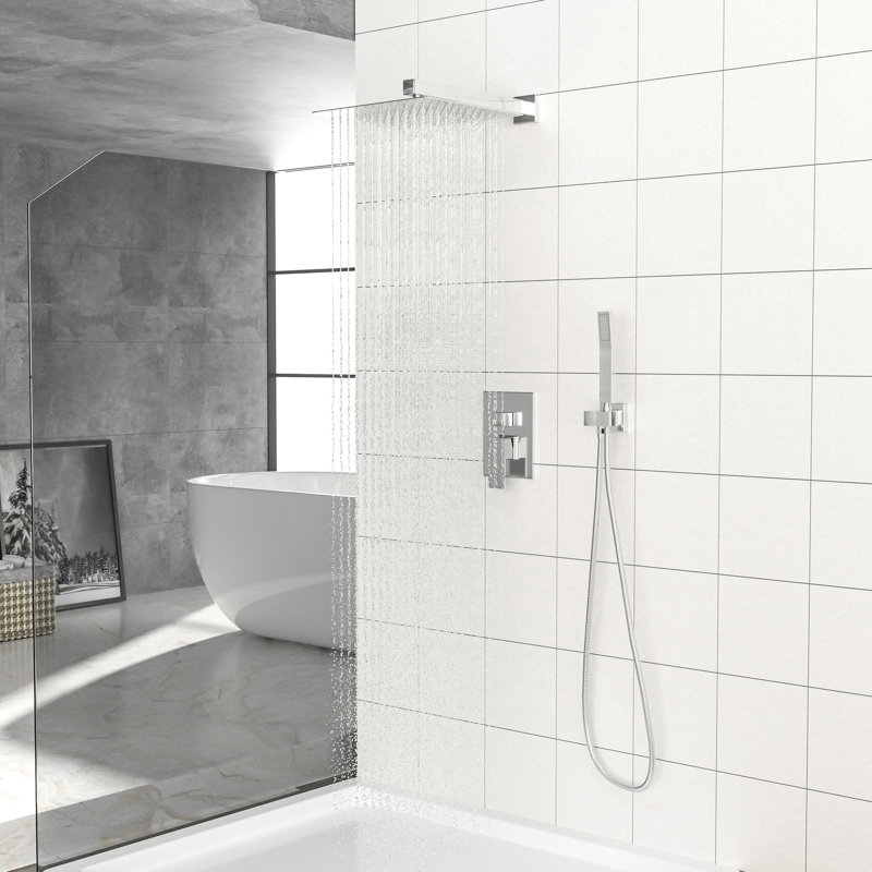 Pomme de douche murale double 12 po - Carrée, Système carré