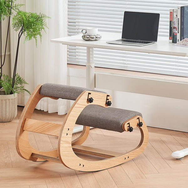 Chaise à hauteur réglable en bois à genoux avec base berçante