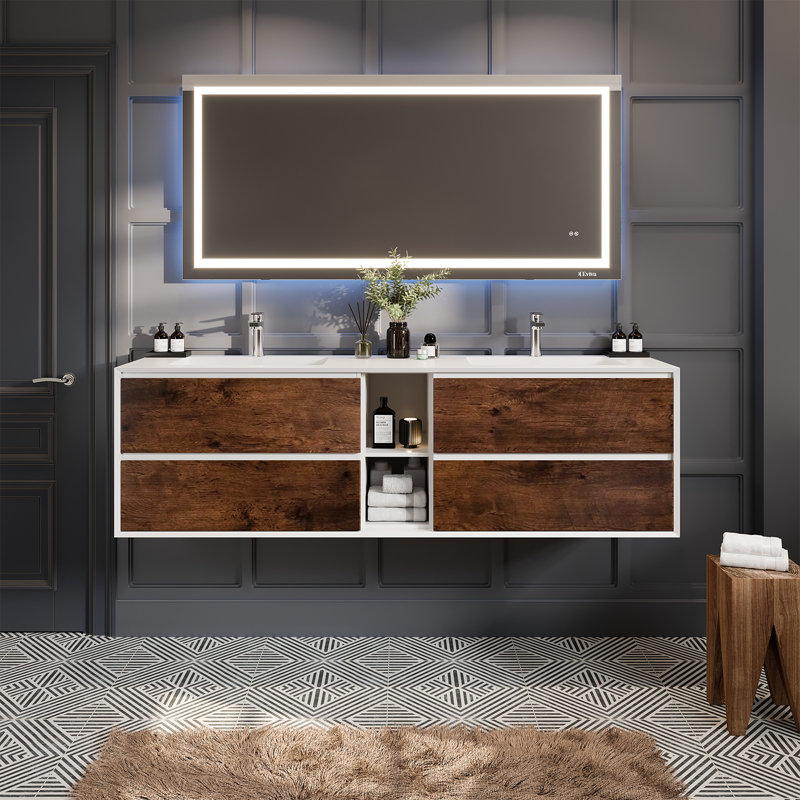 Ensemble de meuble-lavabo double mural 74,88 "Kiskimere
