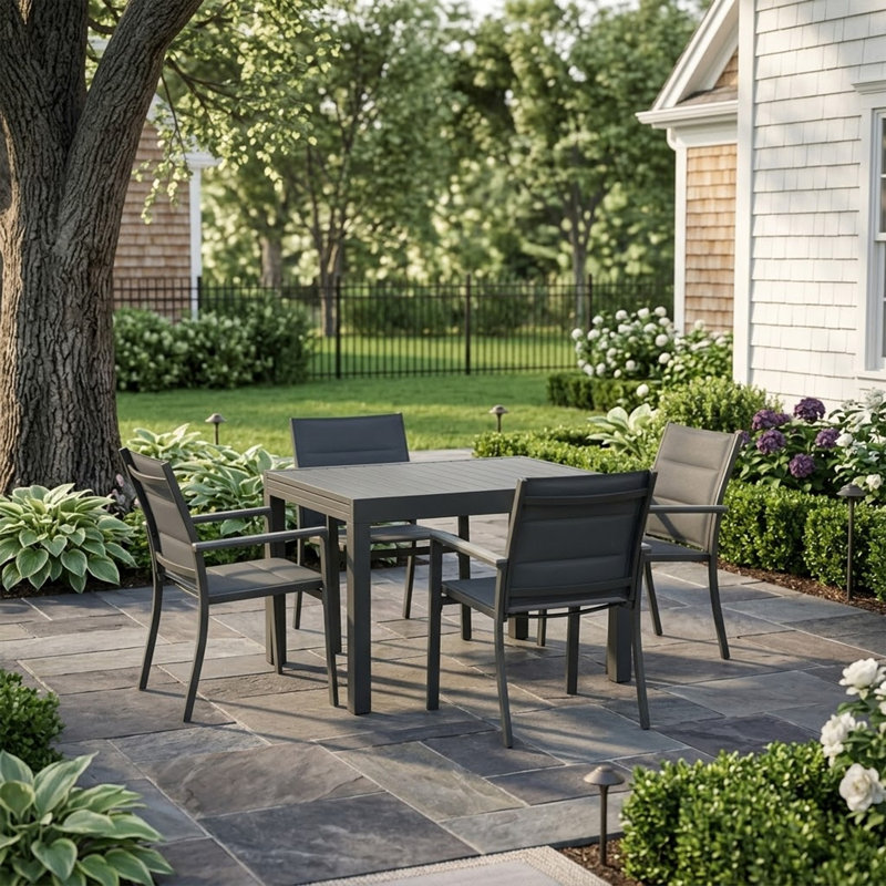 Kozyard Expandable Outdoor Patio Dining Table, 43"–86.6" Adjustable Length, All-Aluminum Frame, Weather & Rust Resistant, for Backyard, Porch, Balcony, Garden, Gray