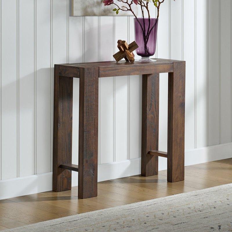 Solid Wood 36" Small Console Table, Brown, 8.07" H x 39.57" W x 15.55" D, Brown