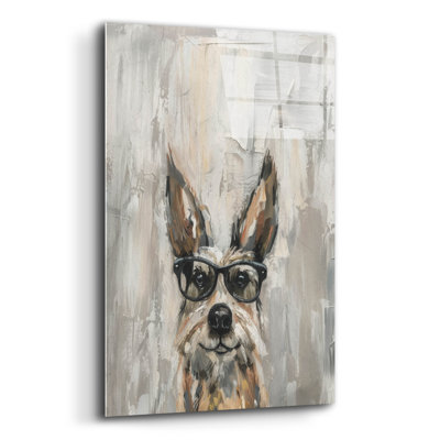«Chien avec lunettes» par Svetlana Aleynikova, art mural en verre acrylique