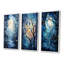 «Blue White Tree Moonlit Silhouette», 3 pièces sur toile-340826424-340826431