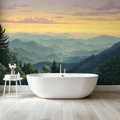 Adhésif mural amovible auto-adhésif et amovible, lever de soleil, paysage, parc national des Great Smoky Mountains