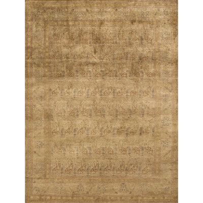 Wool Abstract Area Rug in Gold