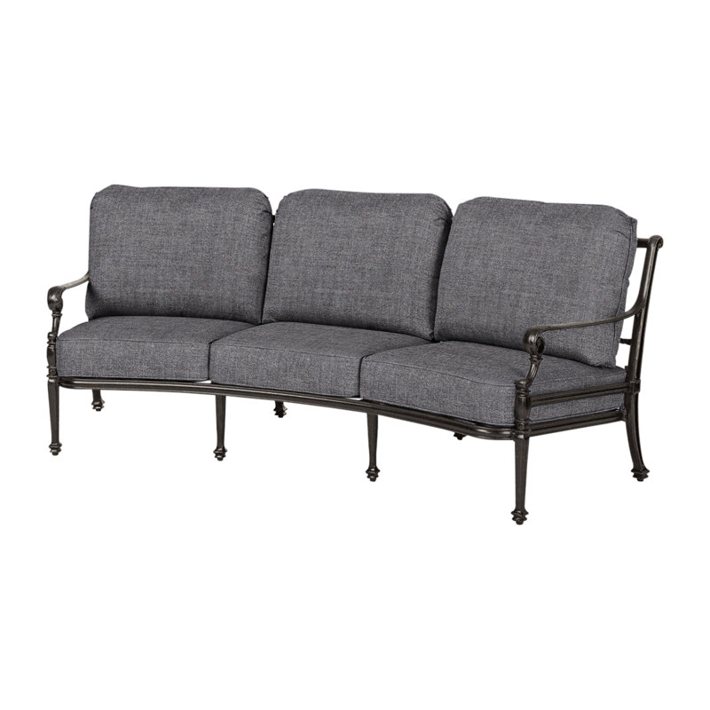 Grand Terrace Curved Sofa with Sunbrella Cushions, Cast Slate Sunbrella® Plainweave, Desert Bronze