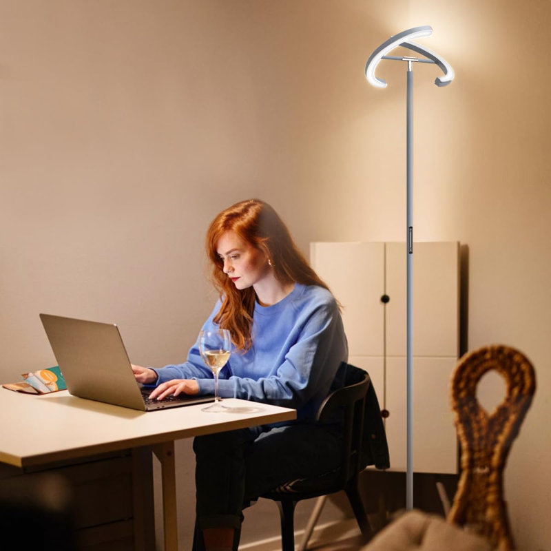 20W LED Modern Stepless Dimmable Floor Lamp, Silver