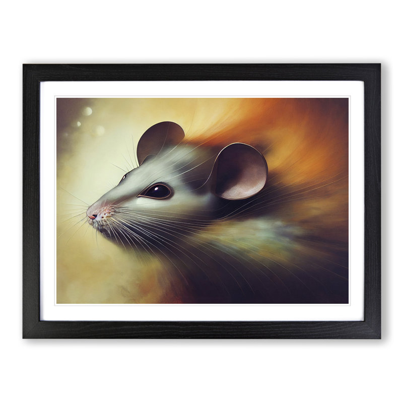 Mouse Art - Single Picture Frame Painting, 46cm H x 64cm W x 2cm D, Black Framed