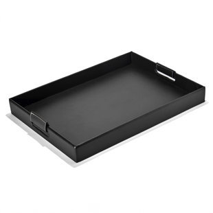Faux Leather Rectangular Tray With Handles