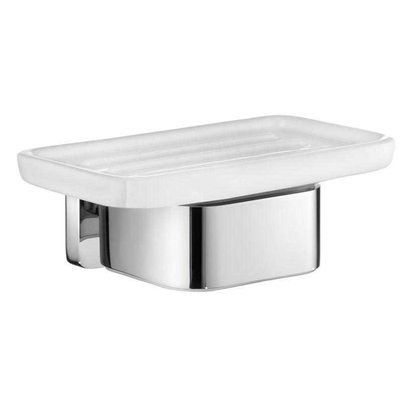 Porte-savon mural en porcelaine blanche 