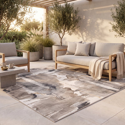 Tapis Marketcross moderne à poils courts, style aquarelle abstraite, doré, ivoire, gris et blanc, antidérapant, idéal pour l'intérieur et l'extérieur, adapté aux animaux domestiques, pour salon, chambre, salle à manger, entrée, couloir, bureau, taupe, anthracite, cuisine, idéal pour les zones de passage intensif, facile à nettoyer, imprimé, ultra doux et lavable.