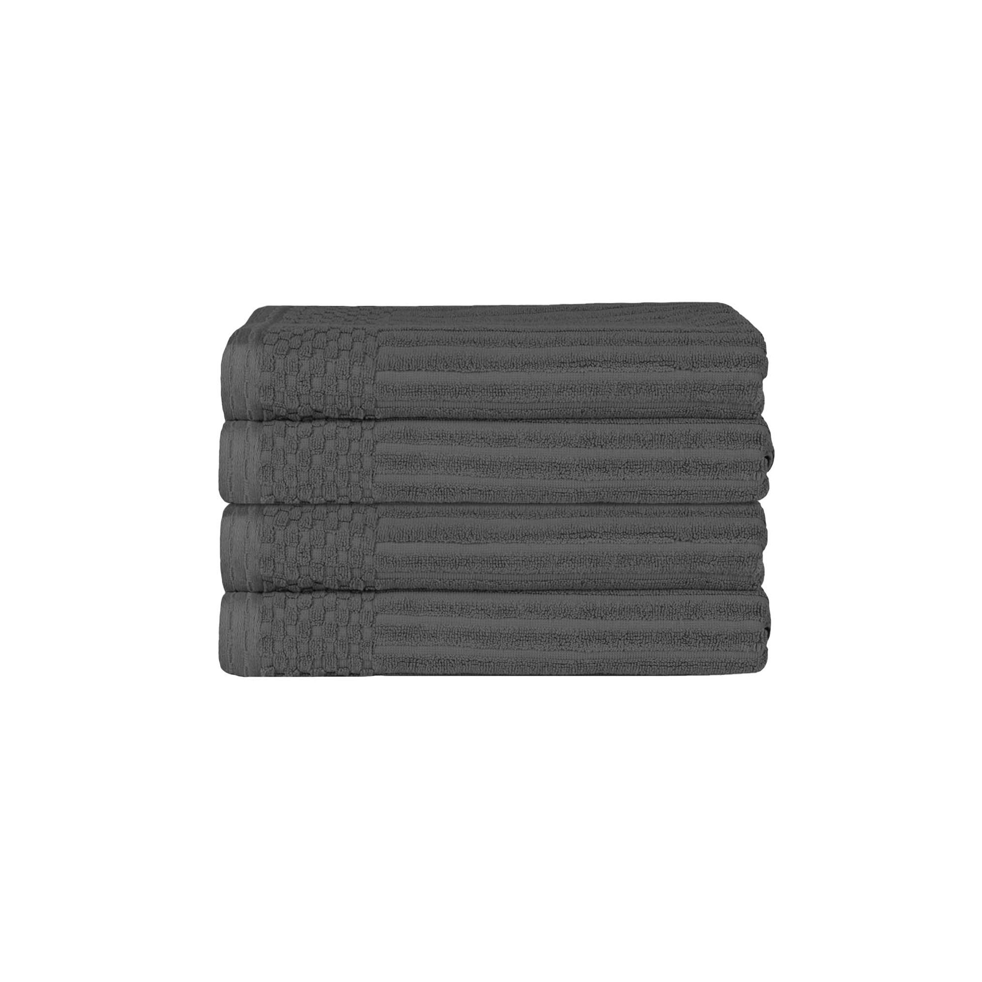 Ribbed Cotton Absorbent Heavyweight Bath Towel, Charcoal
