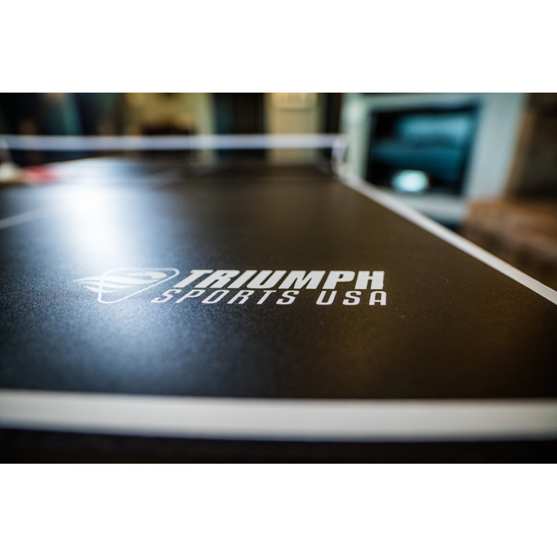Triumph 84" Black Alloy Steel Billiard Table with Table Tennis Top