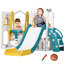 Ensemble de glissade et de balançoire pour tout-petits 6 en 1 QABA, toboggan pour bébé de 1 à 3 ans avec panier de basketball, grimpeur, espace de rangement, télescope, aire de jeu intérieure