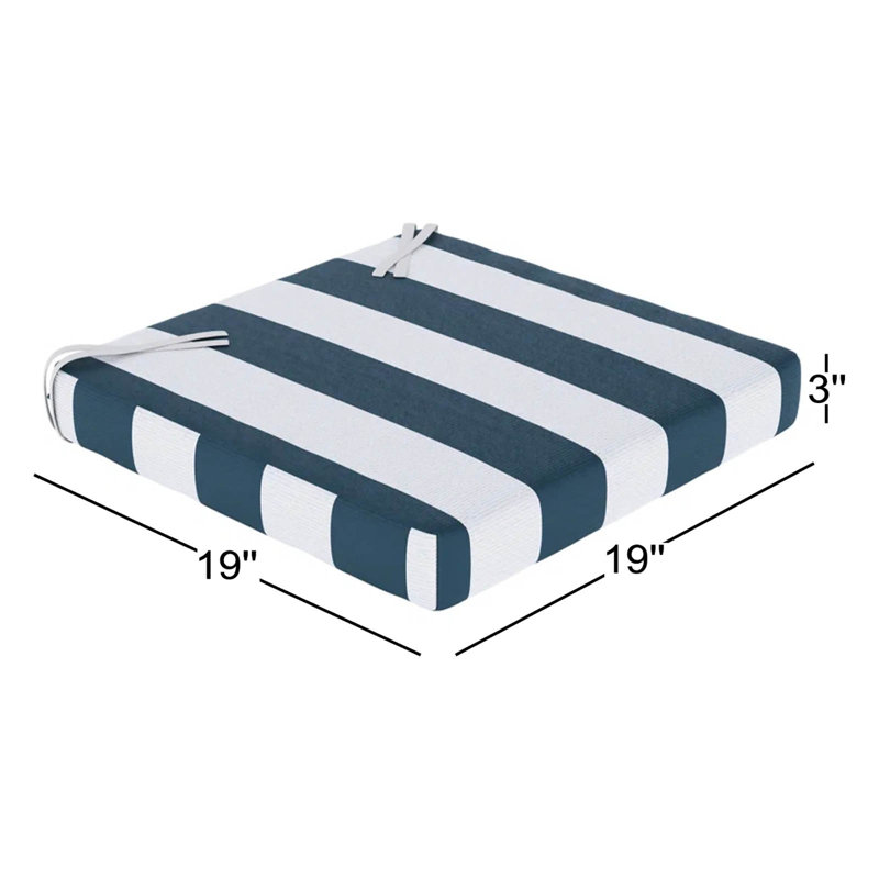Coussin de chaise de salle à manger intérieur / extérieur, Refuge indigo rayé Sunbrella®