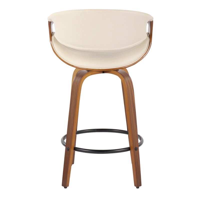 Tabouret de bar et de comptoir Arabelle, Tabouret de comptoir (siège d'une hauteur de 26 p, Crème, Noyer / noir