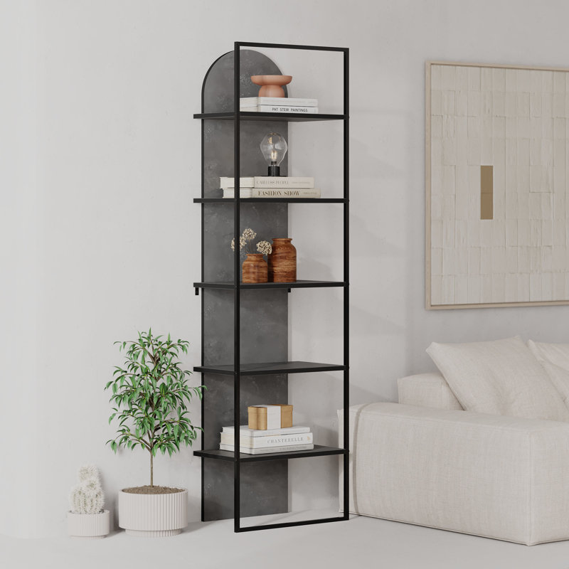 Archy Modern Bookcase 5-Tier Wall Mounted Shelf 180 cm, Retro Grey